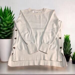 St John's Bay Sweatshirt Side Buttons Womens S Tunic Crewneck Cotton Blend